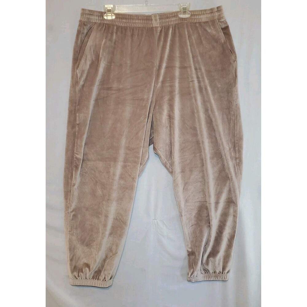 Victoria's Secret Sz XXL Beige Ribbed Jogger Pants Elastic Ankle And Waist Soft